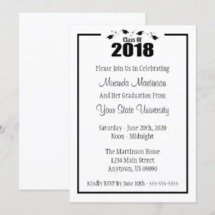 Classe De 2018 Graduation Invitation (Casquettes N