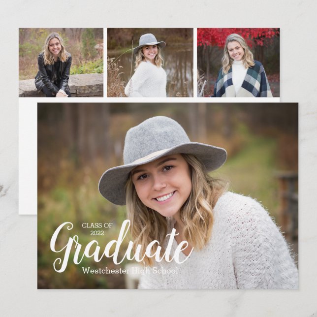 Classe de 2022 Modern Photo Graduation Invitation (Devant / Derrière)