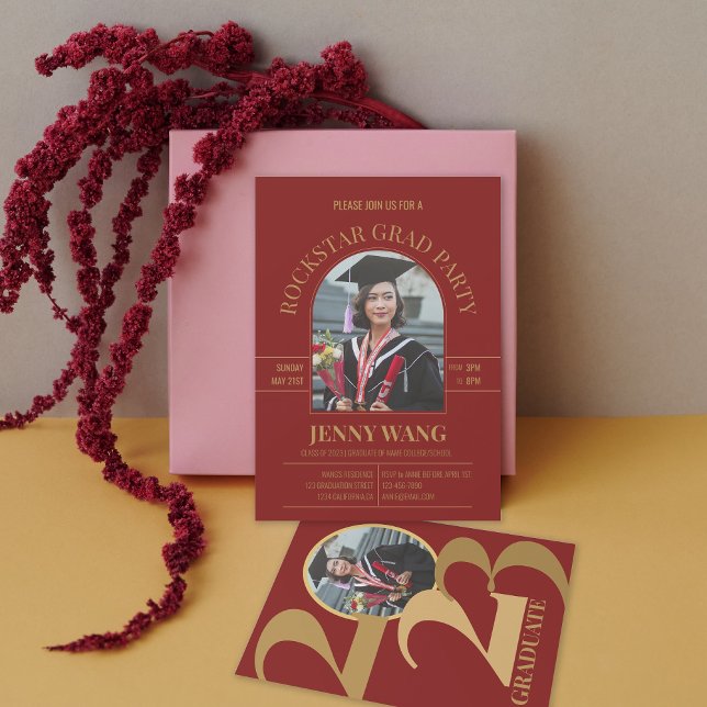 Classe de 2023 Arch Photo Grad Party Invitation (Créateur téléchargé)