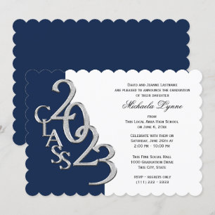 Classe de 2023 Grad Silver and Blue Invitation