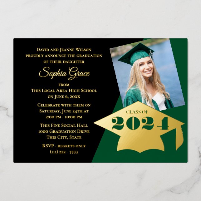 Classe de 2023 Graduation Cap Foil Invitation (Recto)