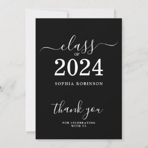 Classe de 2024 Grand noir blanc Carte de remerciem