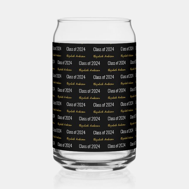 Classe de 2024 Grand's Full Name Black White Gold (Recto)