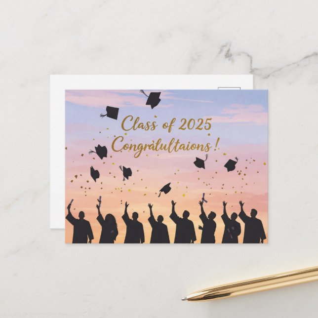 Classe de 2025 - Félicitations !" Carte postale (Devant/Arrière en situation)