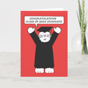 Classe de 2025 Graduate Cartoon Cat Carte de vacan