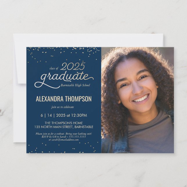 Classe de 2025 Graduation Invitation avec/ Photo (Devant)