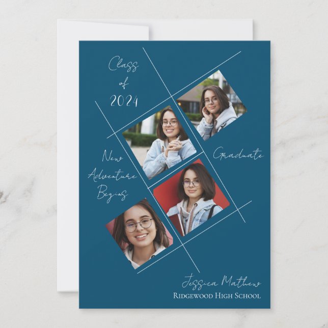 Classe De 2025 Multi Photo Graduation Faire-part (Devant)