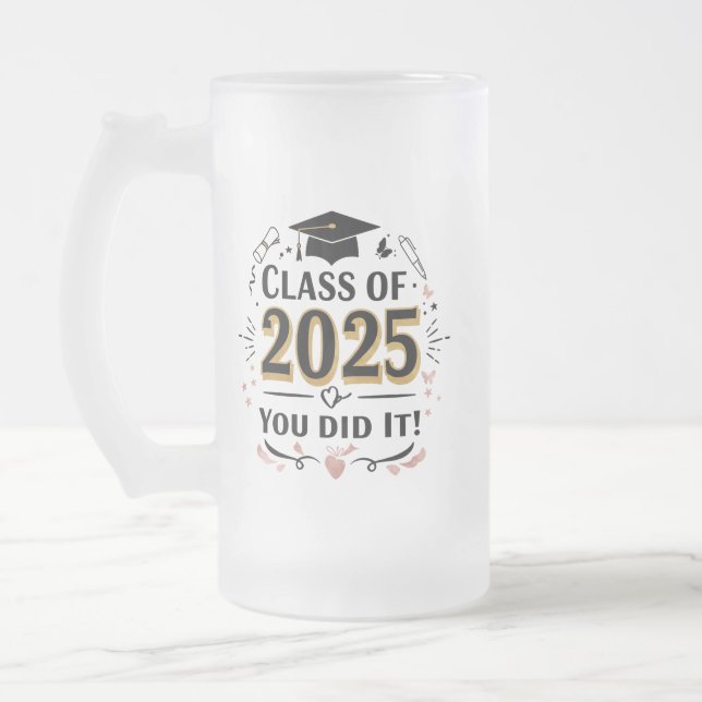 Classe de 2025 Pink & Gold Graduation Mug (Gauche)