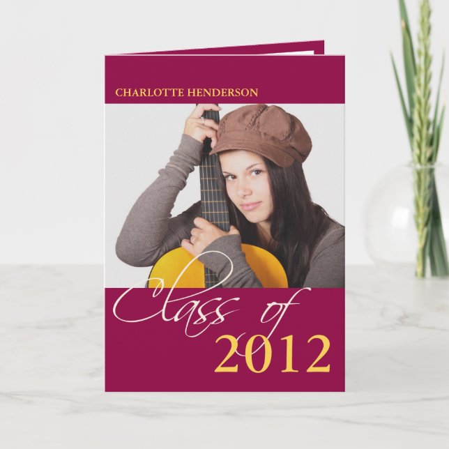 Classe de marron rouge graduation photo faire-part (Devant)