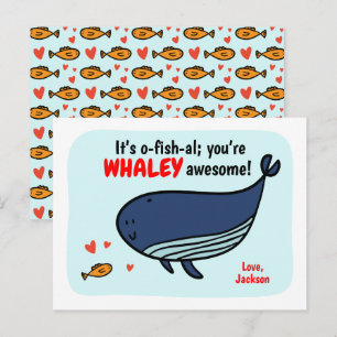 Classe de poissons et baleines Valentine Cartes po