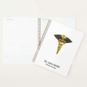 Classé Elegant Gold Caduceus Black Wings Médicale