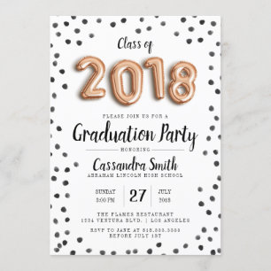 Classe moderne de 2018 ballons - invitation de