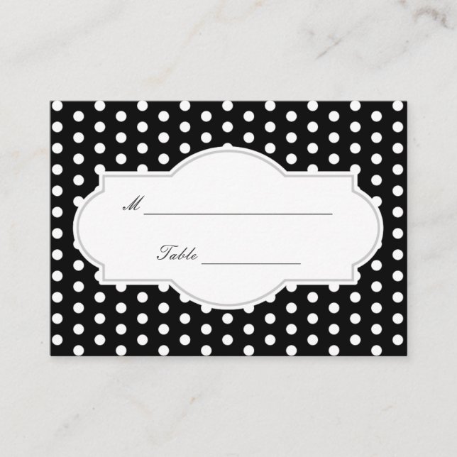 Classé Pois noir Mariage Carte Place (Devant)