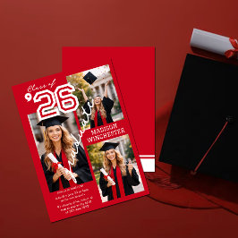 Classe rouge moderne de 2026 Invitation de fin d'é