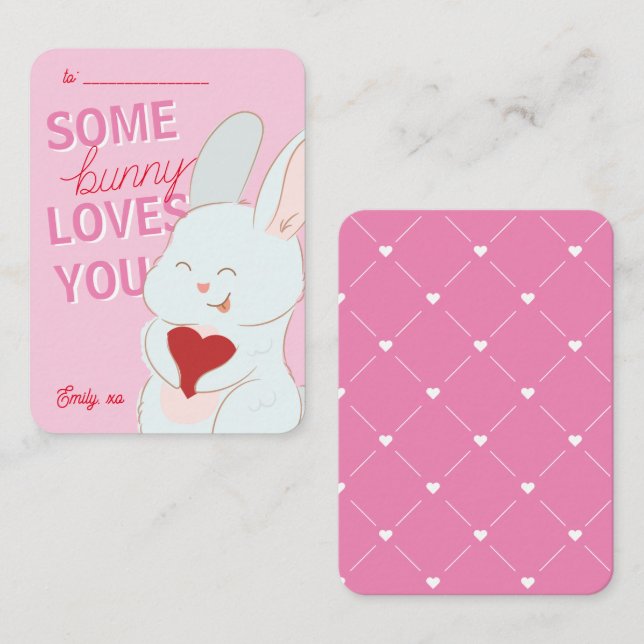 Classe Saint Valentin Bunny aime ta carte (Devant / Derrière)