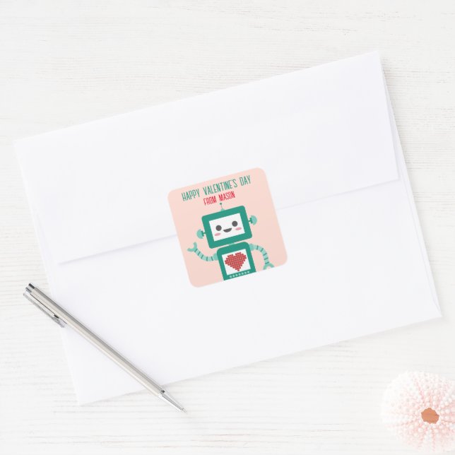 Classe Saint Valentin Robot Beeps Stickers (Enveloppe)
