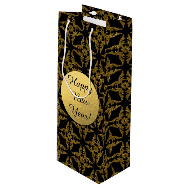 Classement Noir et Or, Nouvel An, Sac Cadeau Vin (Devant Angle)