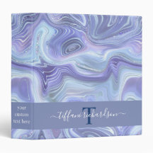 Géode d'âge d'argent bleu Monogramme Nom du script