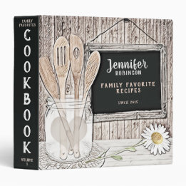Classeur 3,81 Cm Retro Chalkboard, Mason Jar et Daisy Cookbook