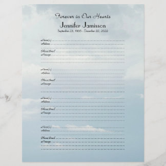 Classeur de livre Memorial - Page d'ouverture de s