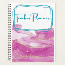 Classeur enseignant rose et or