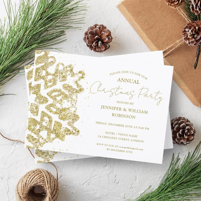 Classi Gold Glitzer Xmas Snowflake Holiday Party Einladung (Classy Gold Glitter Xmas Snowflake Holiday Party Invitation)