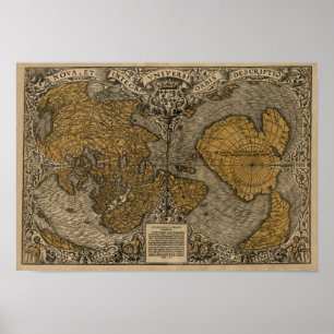 Classic 1531 Antique Weltkarte von Oronce Fine Poster
