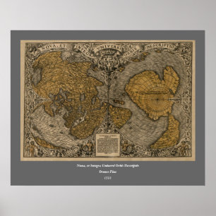 Classic 1531 Antique World Map by Oronce Fine Poster