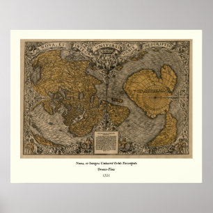 Classic 1531 Antique World Map by Oronce Fine Poster