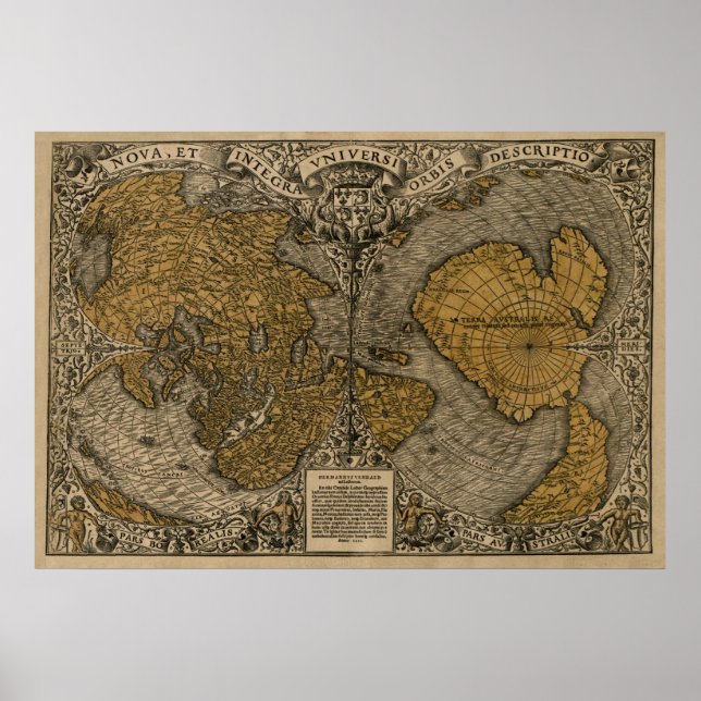 Classic 1531 Antique World Map by Oronce Fine Poster (Vorne)