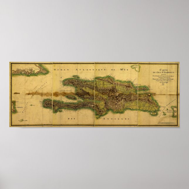 Classic 1805 Antike Karte von Hispaniola Poster (Vorne)