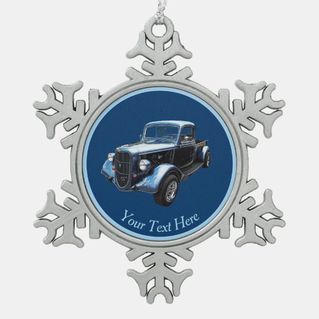Classic 1937 Famous American Make Lieferwagen Schneeflocken Zinn-Ornament (Vorderseite)