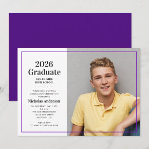 Classic 2023 Graduate Lila Foto Abschluss Einladung