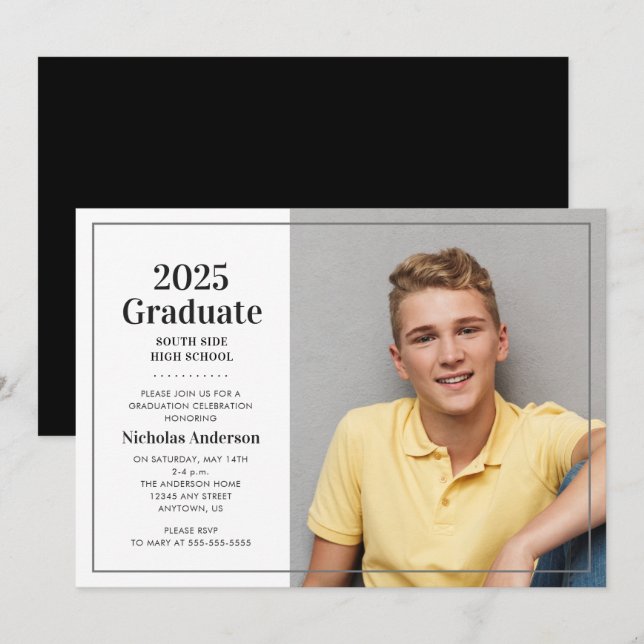 Classic 2025 Graduate Foto Abschluss Einladung (Vorne/Hinten)