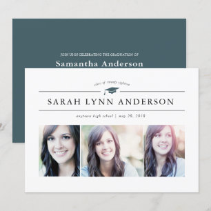 Classic 3 Photo Graduation Invitation