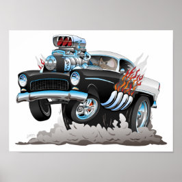 Classic 55 Frisierte Auto Funny Car Cartoon Poster
