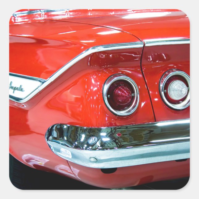 Classic 61 Chevy Impala Quadratischer Aufkleber (Vorderseite)