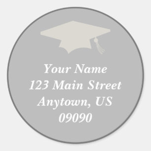 Classic Abschluss Address Label (grau) Runder Aufkleber