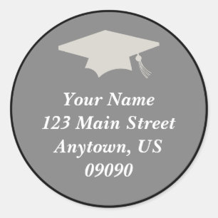 Classic Abschluss Address Label (Schwarz) Runder Aufkleber