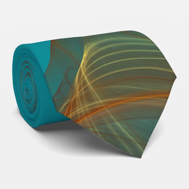 Classic Abstrakt Elegante Aqua/Aquamarines Fraktal Krawatte (Gerollt)