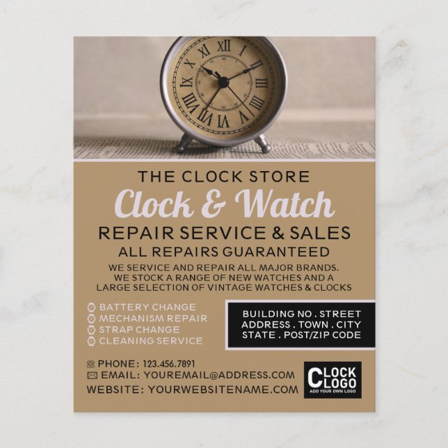 Classic Alarm Clock, Horologin Advertising Flyer (Vorne)