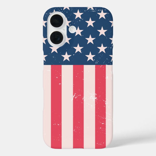 Classic American Flag Grunge iPhone 16 Hülle (Rückseite)