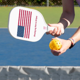 Classic American Flag mit Name Sprichwort Event Pickleball Schläger