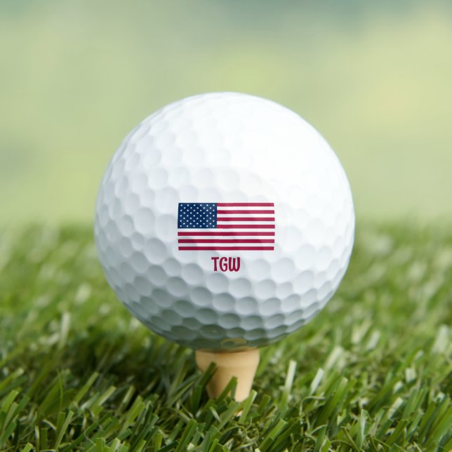 Classic American Flag with Initials Sprichwort Eve Golfball (Insitu T-Shirt)