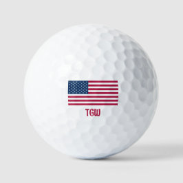 Classic American Flag with Initials Sprichwort Eve Golfball
