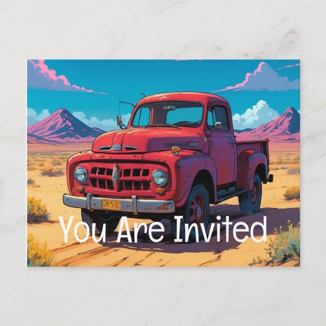 Classic American Lieferwagen Truck Einladungspostkarte (Vorderseite)