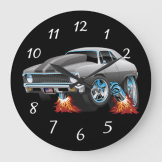 Classic American Muscle Car Hot Rod Cartoon Große Wanduhr