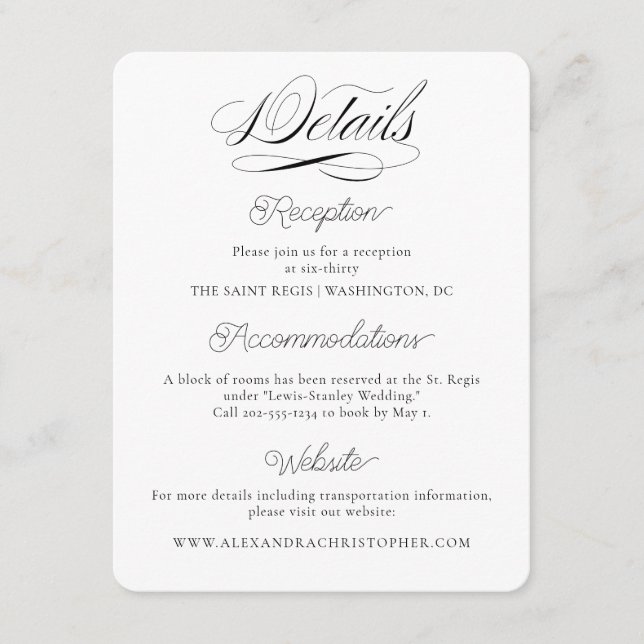 Classic Ampere and Invitation Information Cards Begleitkarte (Vorderseite)