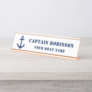 Classic Anchor Ihr Captain Titel Boat Name Gold Schreibtischnamensplakette