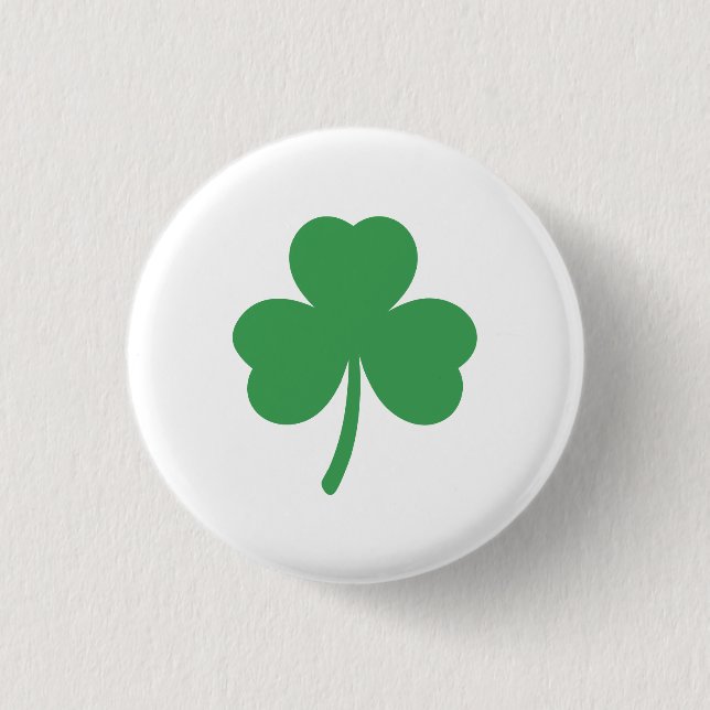 Classic and Lucky Three Leaf Clover Round Button  (Vorderseite)